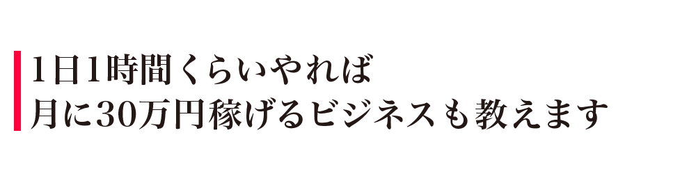 1日1時間くらいやれば月に30万円稼げるビジネスも教えます